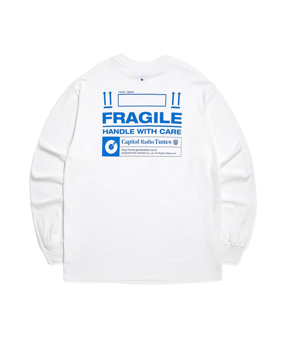 캐피탈 라디오 튠즈(CAPITAL RADIO TUNES) FRAGILE LOGO 롱슬리브 white