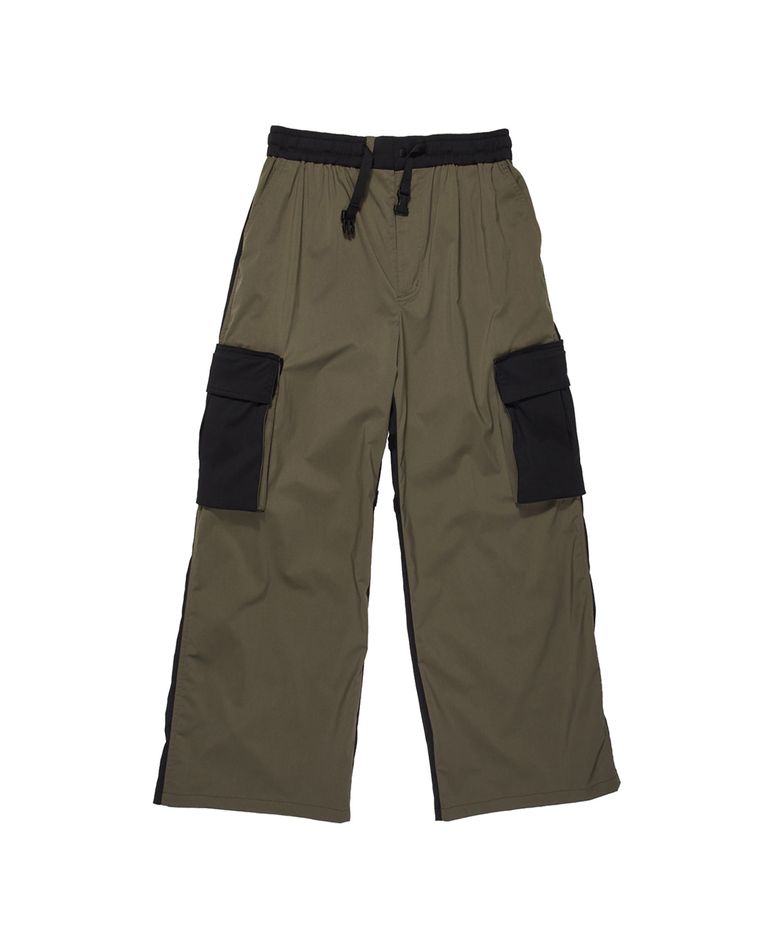 COLOR BLOCK VELCRO PANTS KHAKI&BLACK