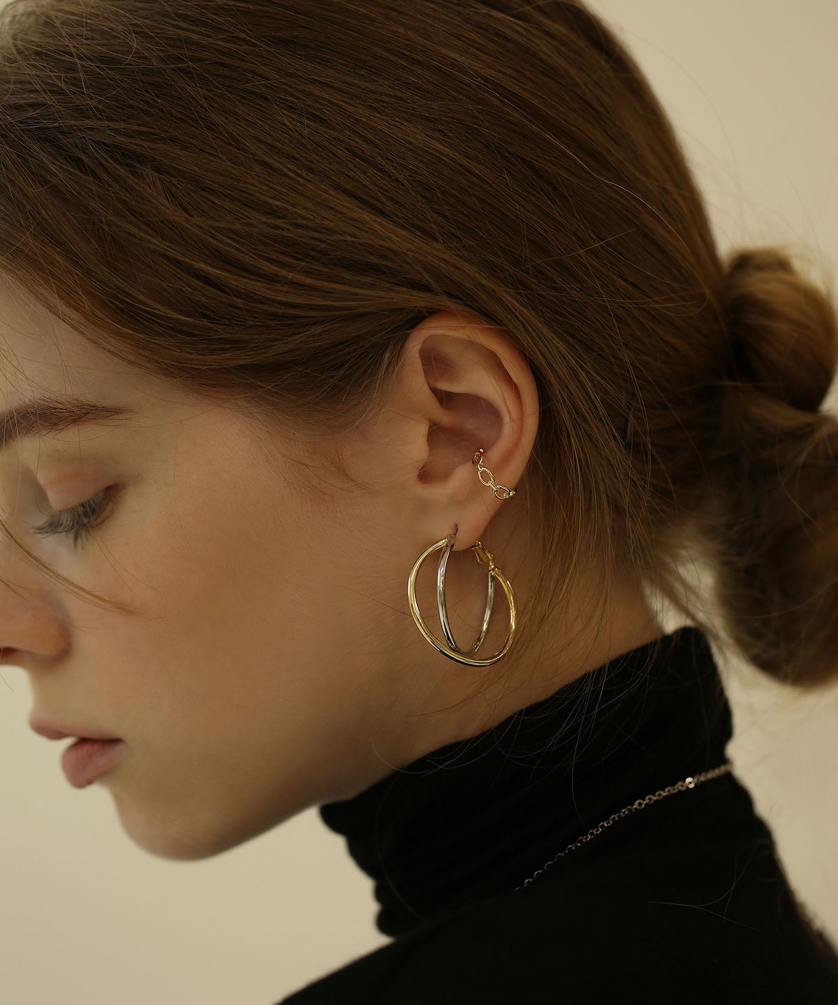 레이지던(LAZYDAWN) two-tone layered earring E009