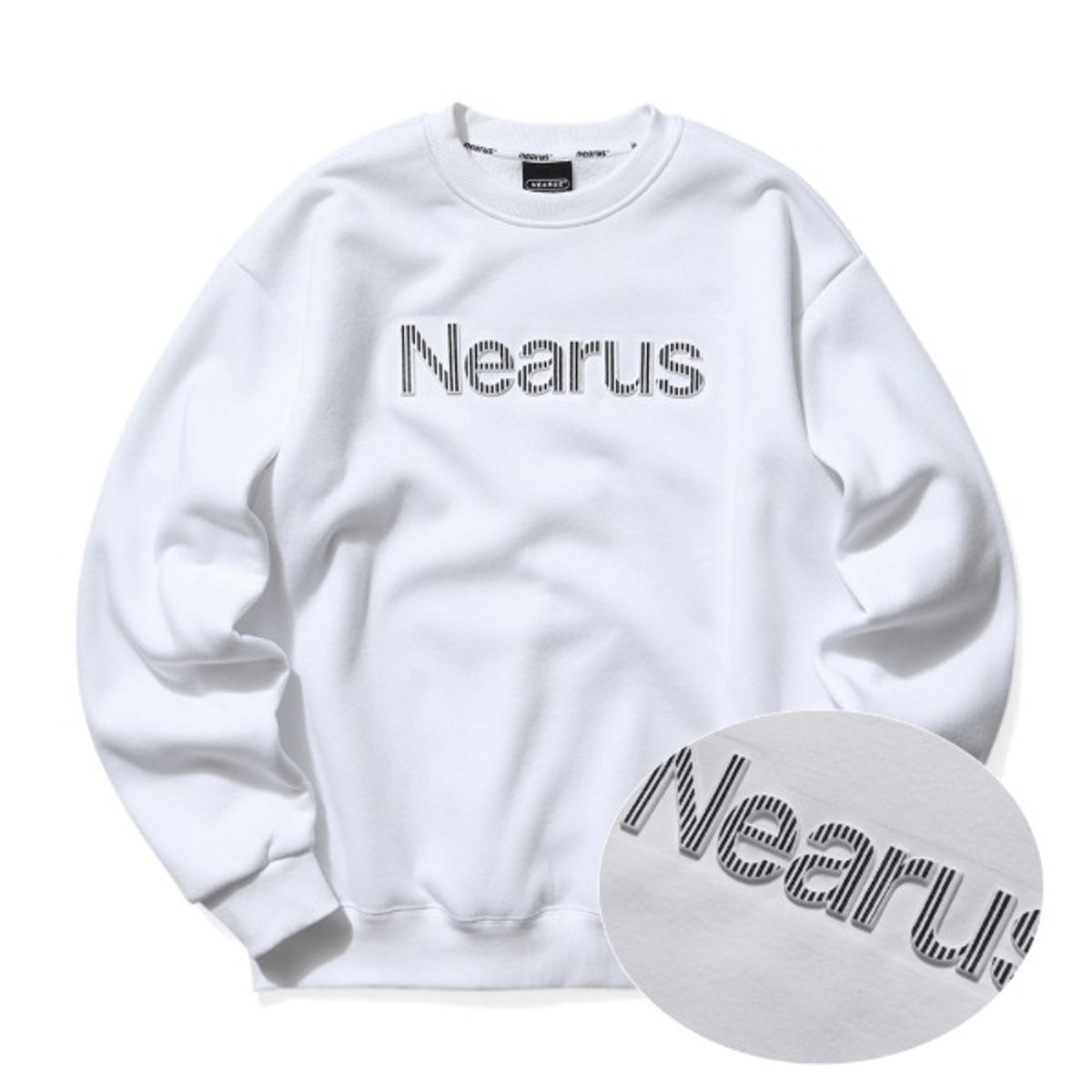 니어러스(NEARUS) STRIPE EMBO SWEAT SHIRE [WHITE]