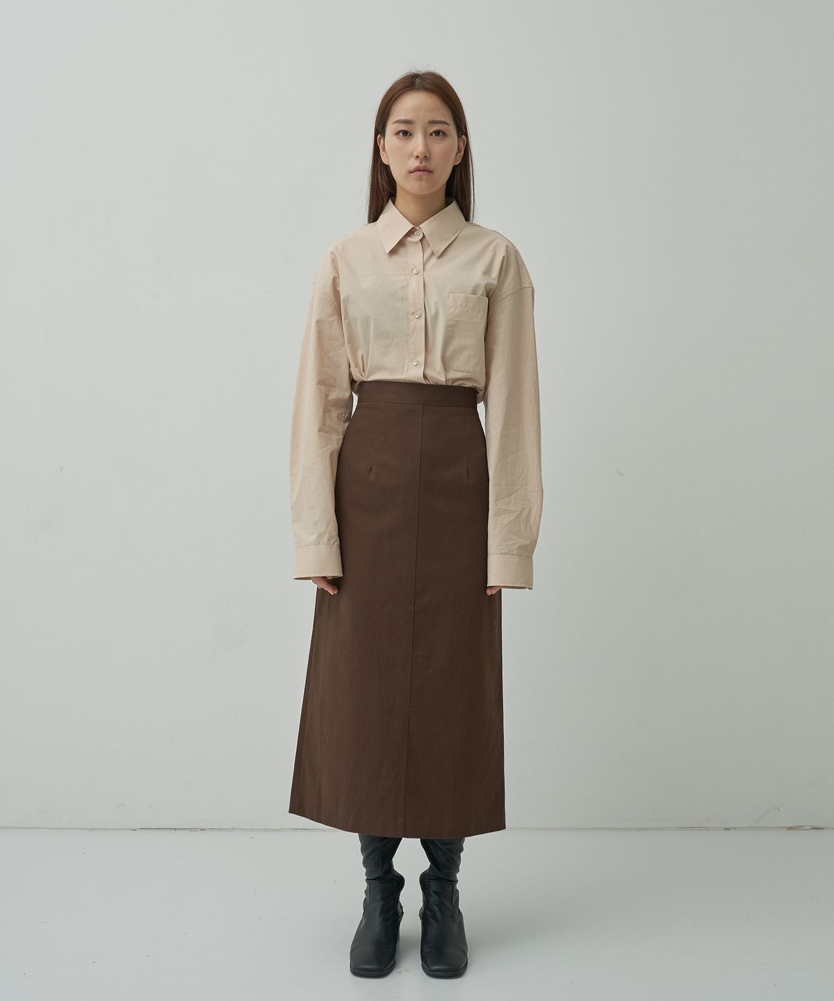 모트(MOTT) 베이직 박스셔츠 (진베이지)