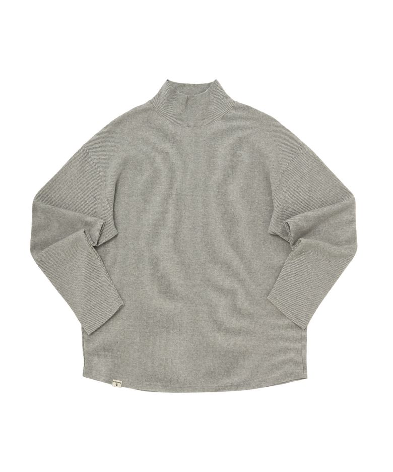 RAIN DROP-SHOULDER TURTLE-NECK TEE (Gray)