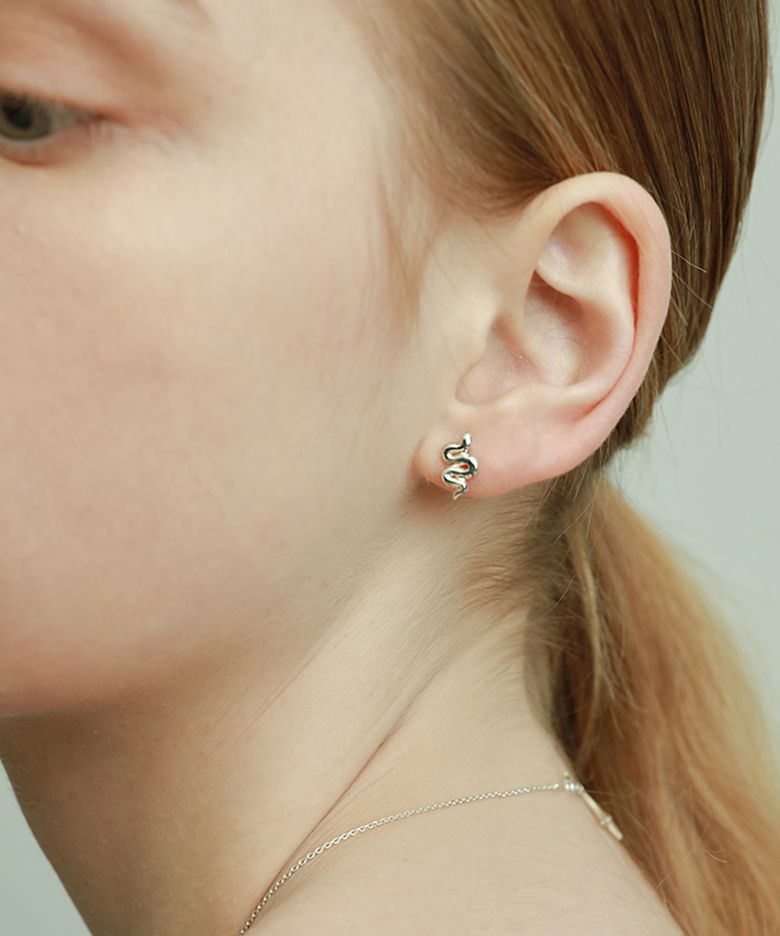 Mini silver snake earrings