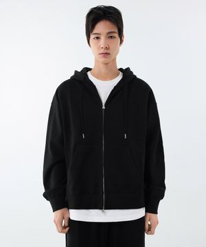 헤비웨이트 오버사이즈 후디드 스웨트 집업 [블랙]