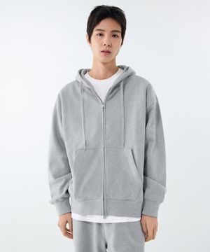 헤비웨이트 오버사이즈 후디드 스웨트 집업 [미디엄 그레이]