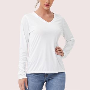 폴리 UPF50+ 스포츠 브이넥 롱슬리브 티셔츠 긴팔 E08