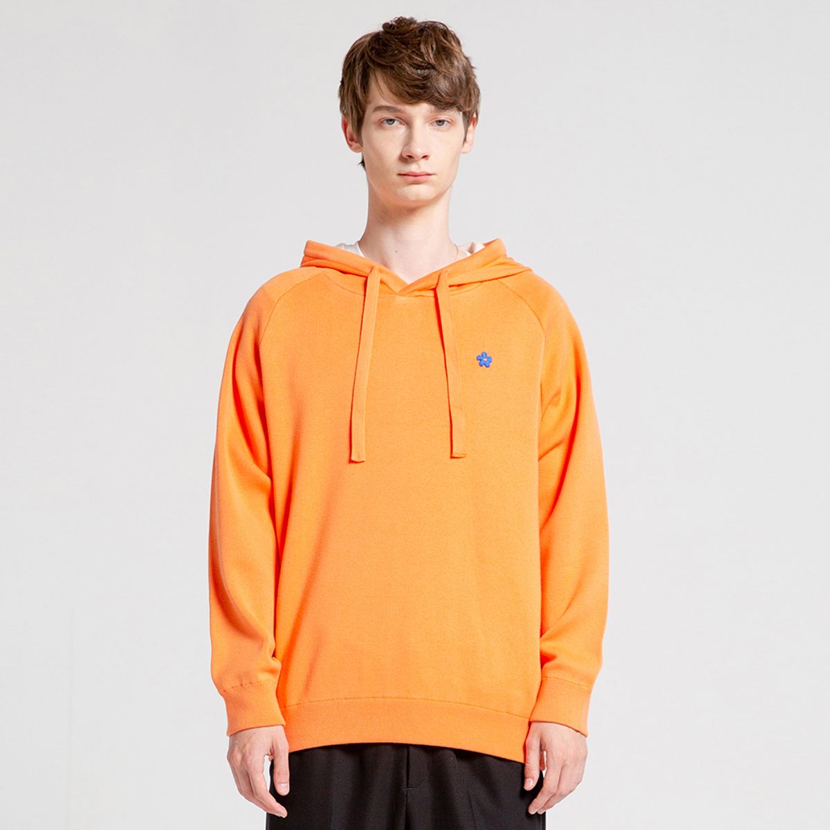 비아봉드비아(VIABON DE VIA) UNISEX_플라워 소프트 코튼 니트 후드티 (ORANGE)