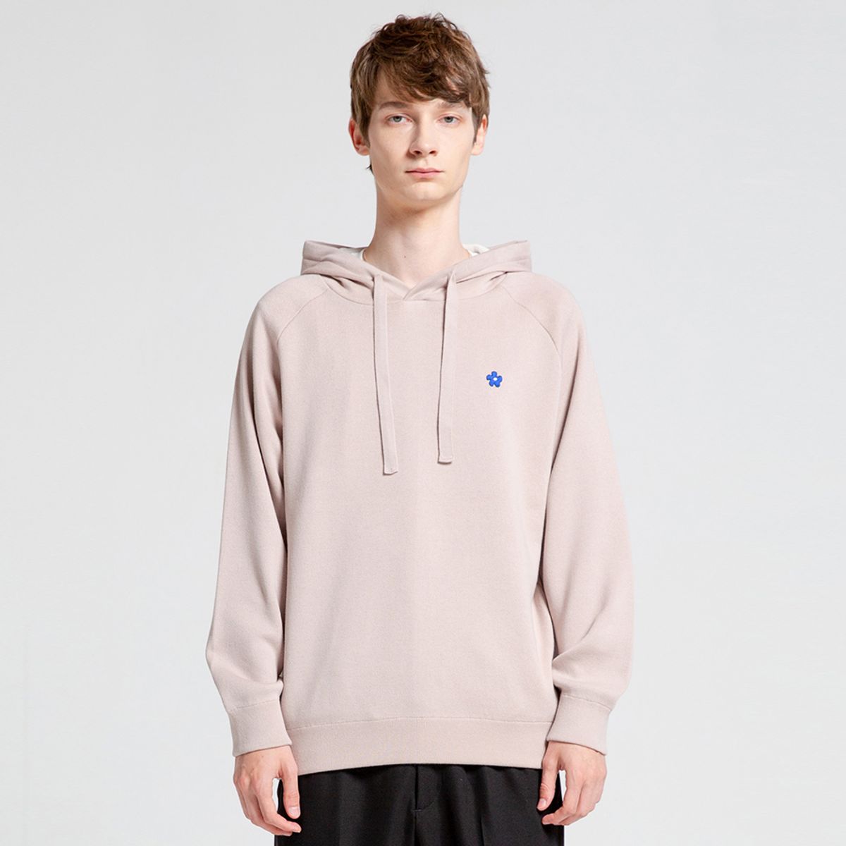 비아봉드비아(VIABON DE VIA) UNISEX_플라워 소프트 코튼 니트 후드티 (BEIGE)