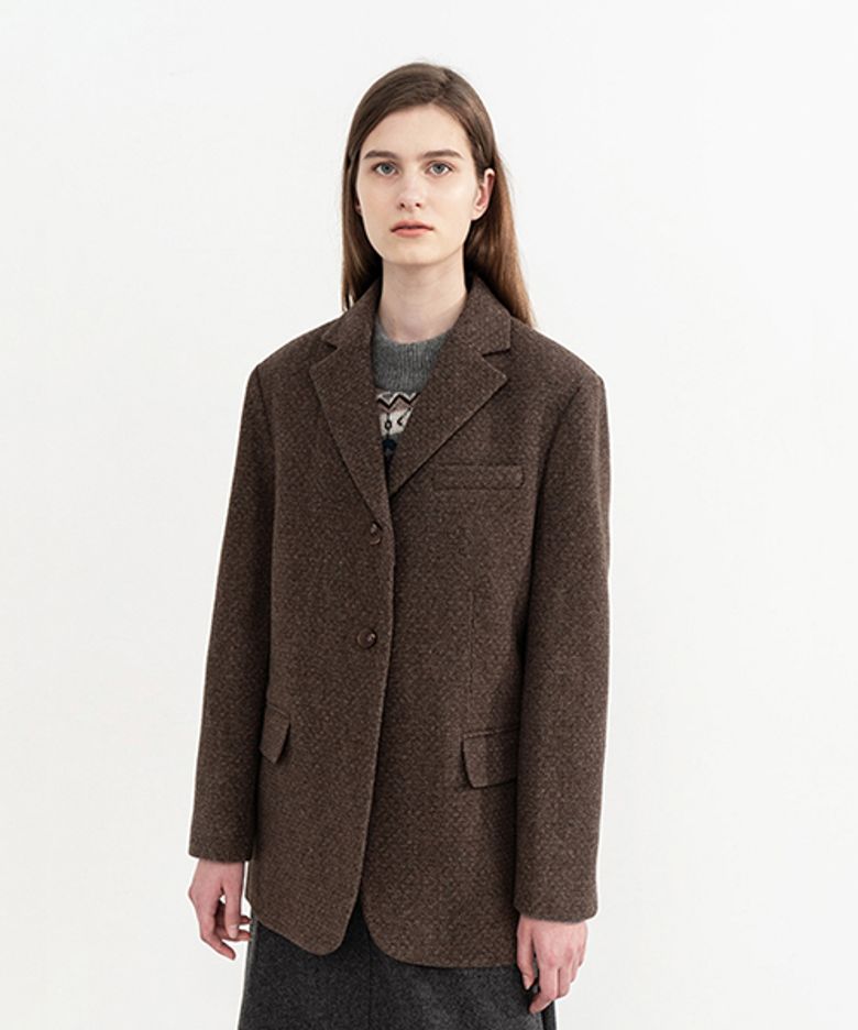 MELANGE THREE BUTTON COKET (D/BROWN)