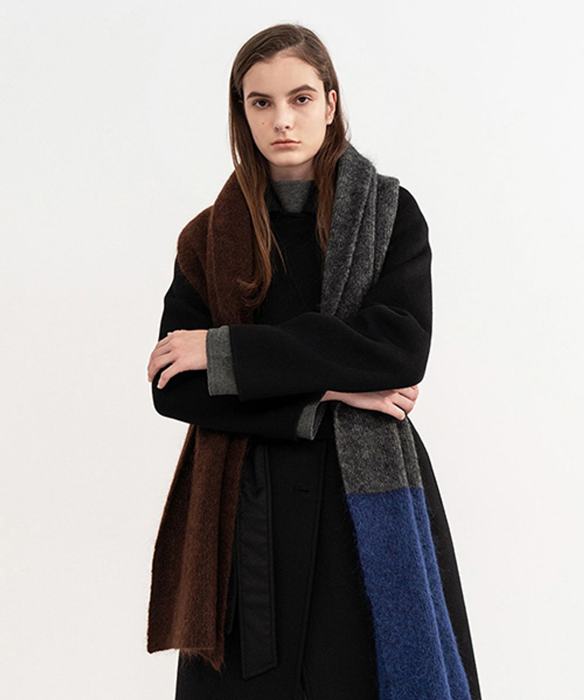 아바몰리(AVA MOLLI) SUPER KID MOHAIR THREE-TONE MUFFLER (Royal Blue)