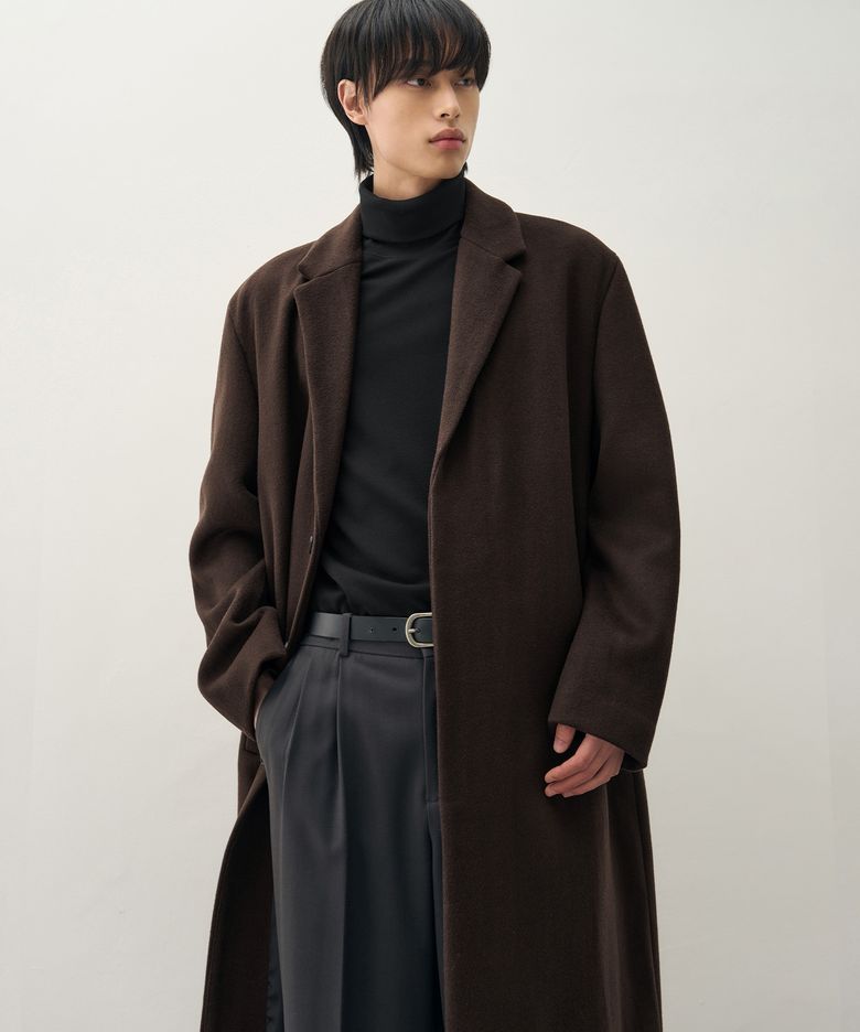 프리미어 퓨어 캐시미어 히든 싱글 코트 [CHESTNUT BROWN]