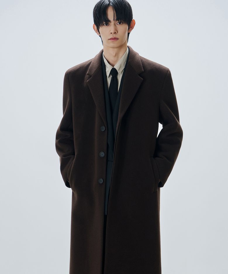 프리미어 퓨어 캐시미어 히든 싱글 코트 [CHESTNUT BROWN]