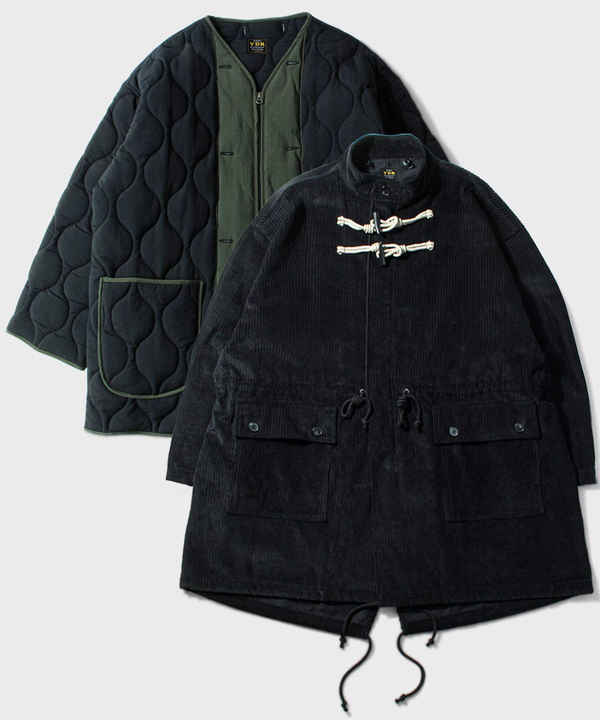 비디알(VDR) CORDUROY TOGGLE FISHTAIL PARKA [Black Night] SET