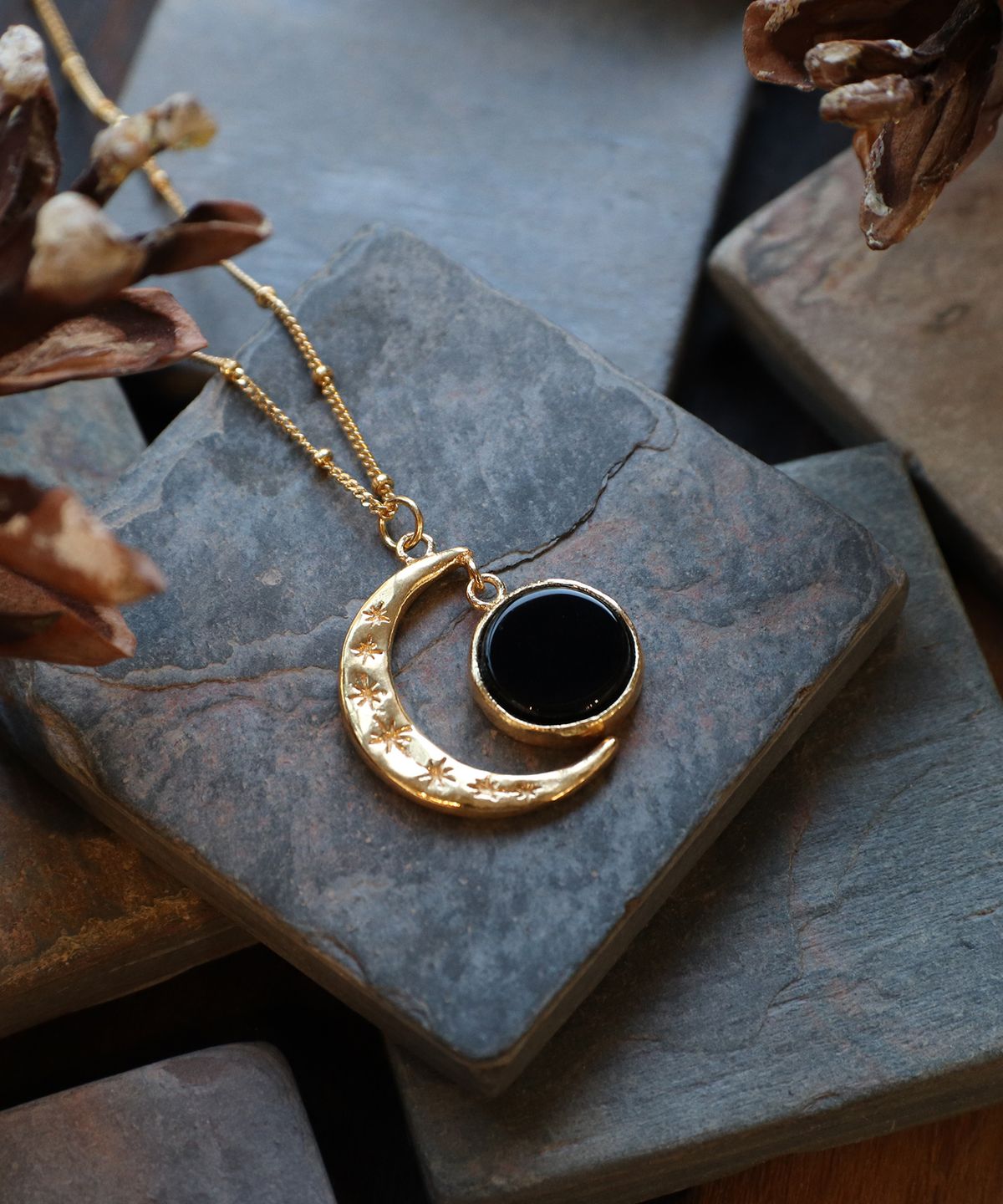 이리스(IRIS) Memory-Hope 달빛 오닉스 1번 목걸이-골드
