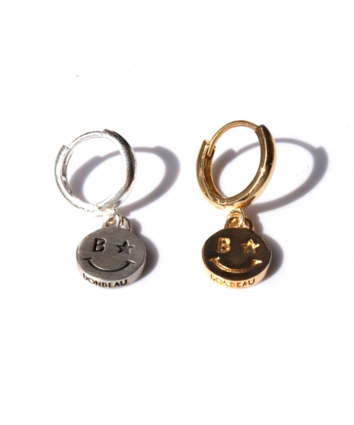 봉보(BONBEAU) Star eye smile coin pendant Earrings 925실버 스마일 드롭 원터치링 귀걸이