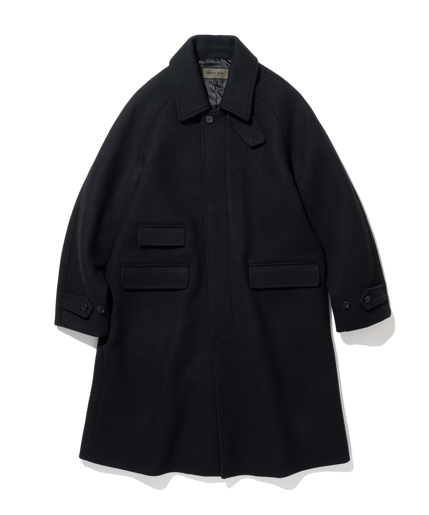 MUSINSA | UNIFORM BRIDGE wool balmacaan coat black