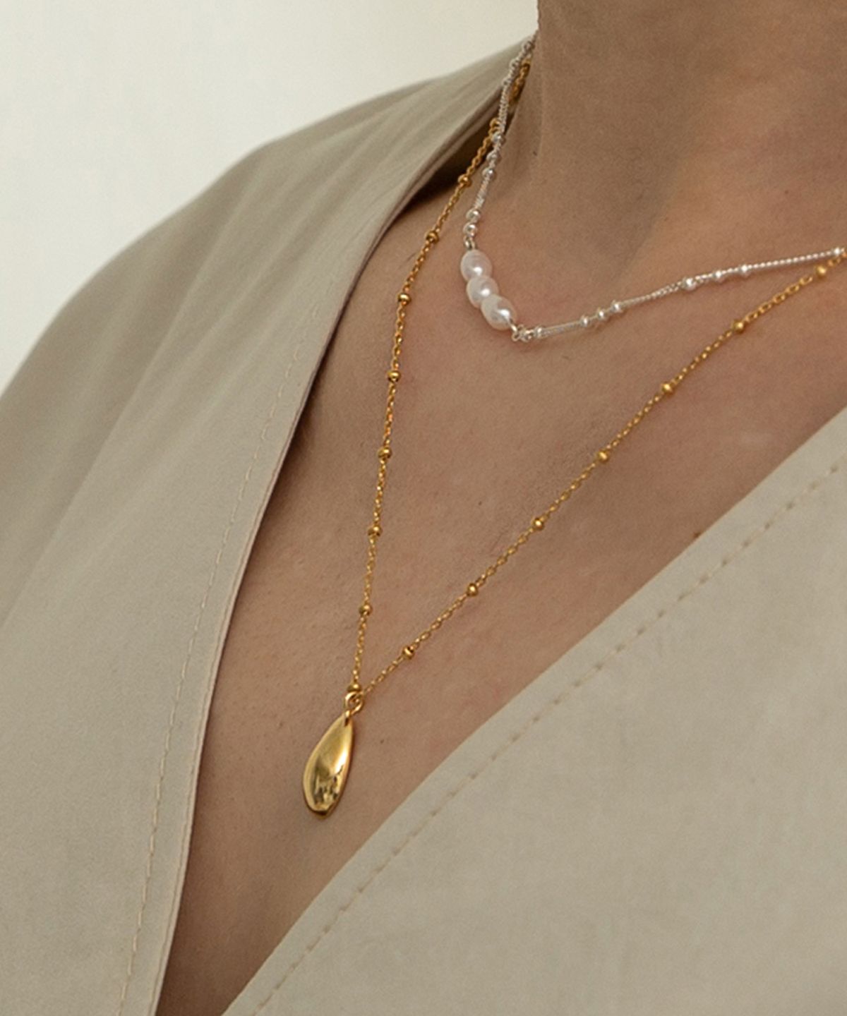 티에드(TIEDE) W-drop Necklace 03 (Gold)