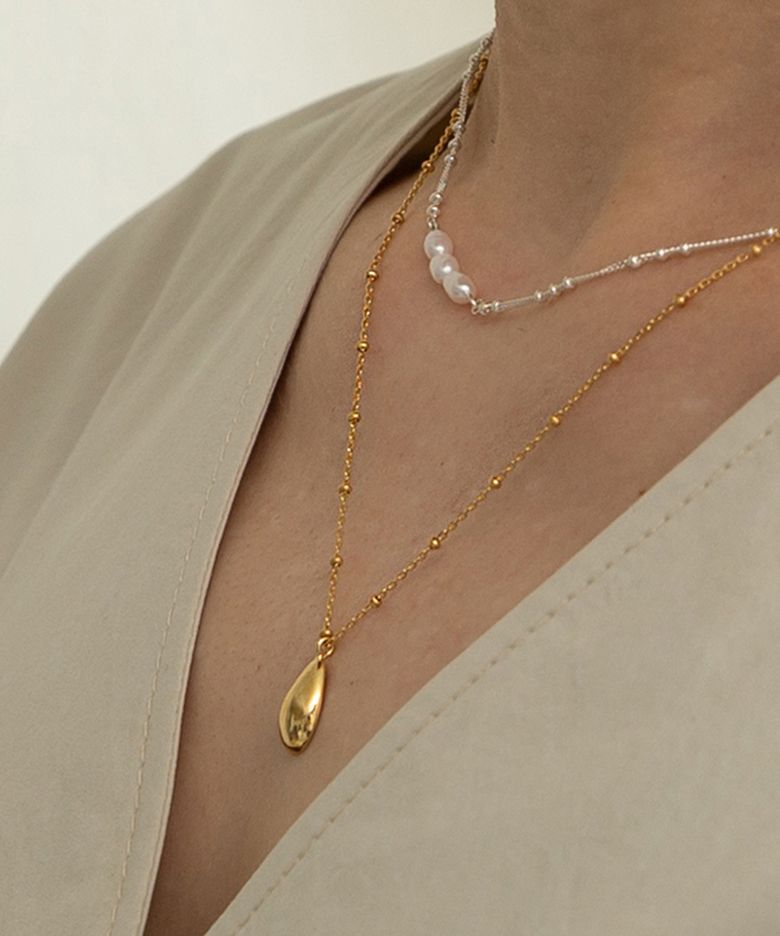 W-drop Necklace 03 (Gold)