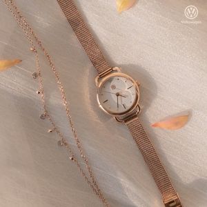 스와로브스키 스톤 사용+메쉬밴드 여성 메탈시계 VW-Whitestone-RG