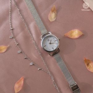 스와로브스키 스톤 사용+메쉬밴드 여성 메탈시계 VW-Whitestone-SV