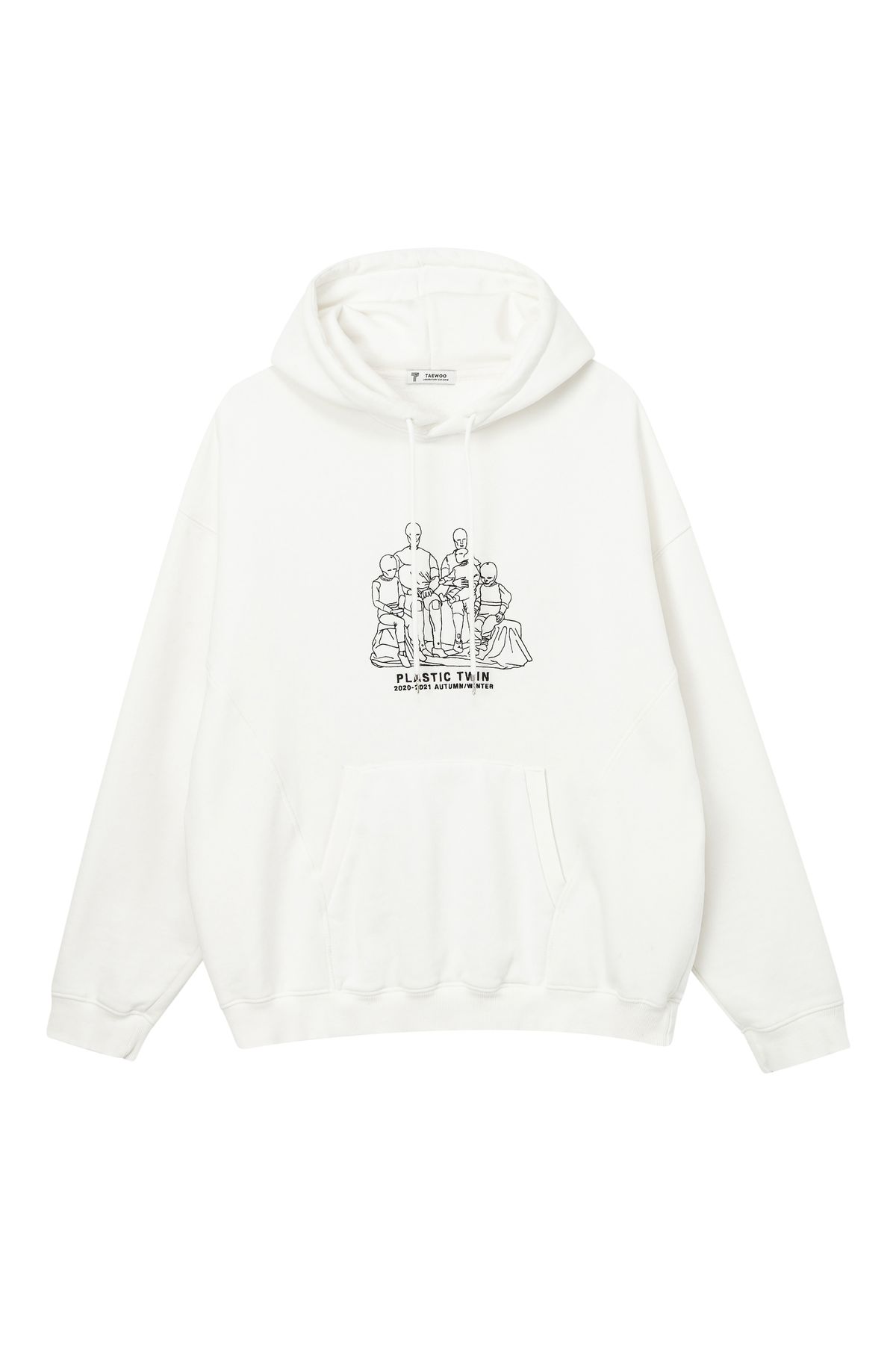 태우(TAEWOO) Plastic twin Embroidery Hoodie White