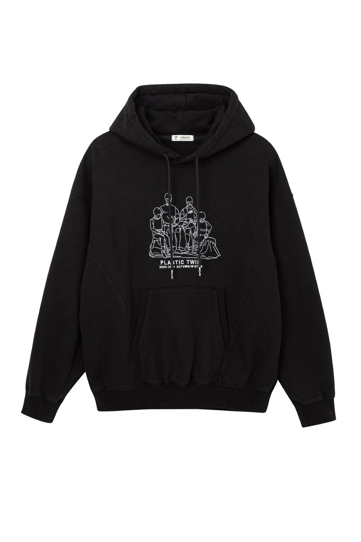 태우(TAEWOO) Plastic twin Embroidery Hoodie Black