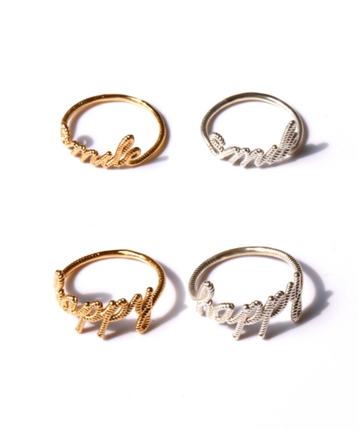 봉보(BONBEAU) Unique smile  happy twist initial Ring 스마일 해피 이니셜 레터링 반지