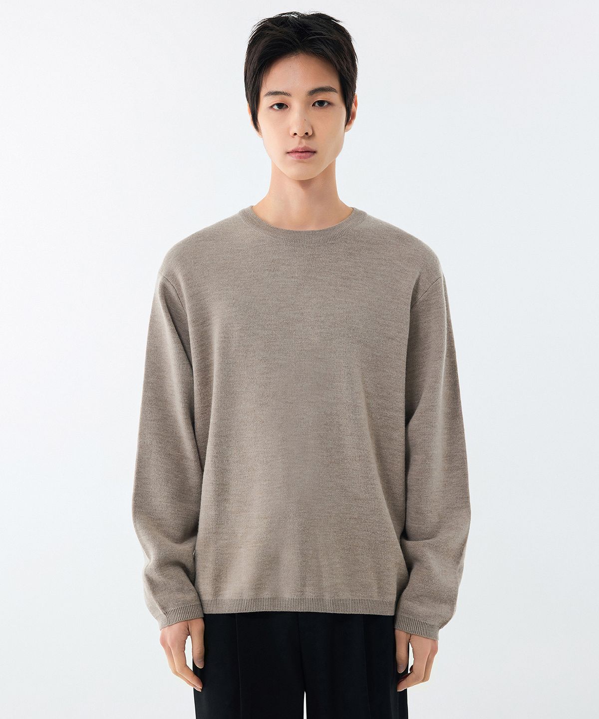 무신사 스탠다드(MUSINSA STANDARD) 미니멀 크루 넥 니트 [헤더 베이지]