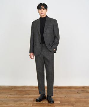 (세트상품) 울 헤링본 체크 블레이저 셋업 (CHARCOAL)