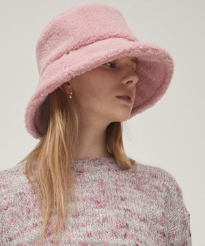 Shearling Bucket Hat - Pink