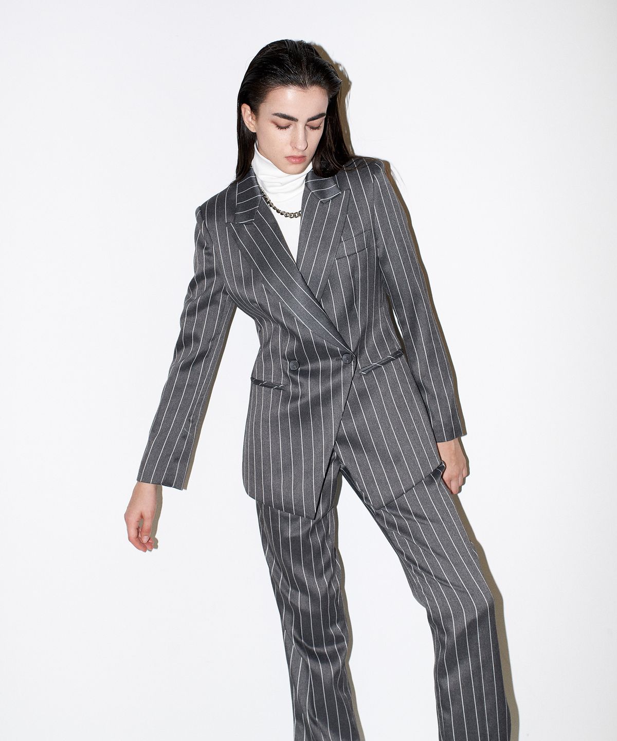 채뉴욕(CHAENEWYORK) Not a Cliche tailored Jacket [Stripe Grey]