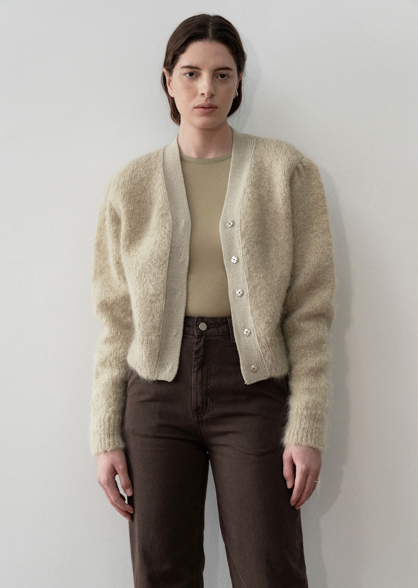 MUSINSA | AMOMENTO GRANDMA CARDIGAN - OLIVE