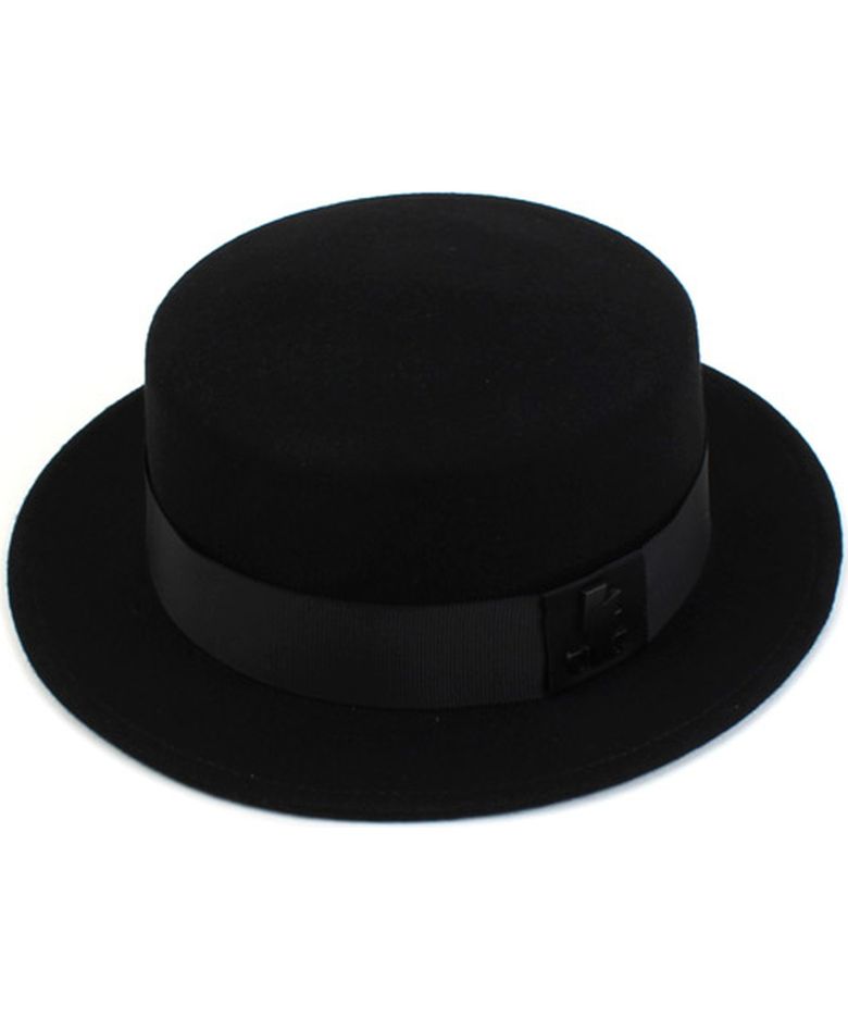 Black Flat Short Line Wool Fedora 숏페도라