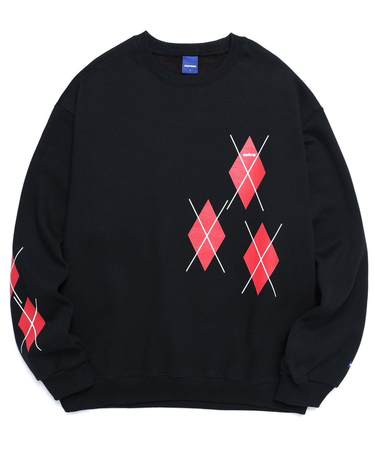스텝온리(STAFFONLY) BIG ARGYLE SWEATSHIRTS (BLACK)
