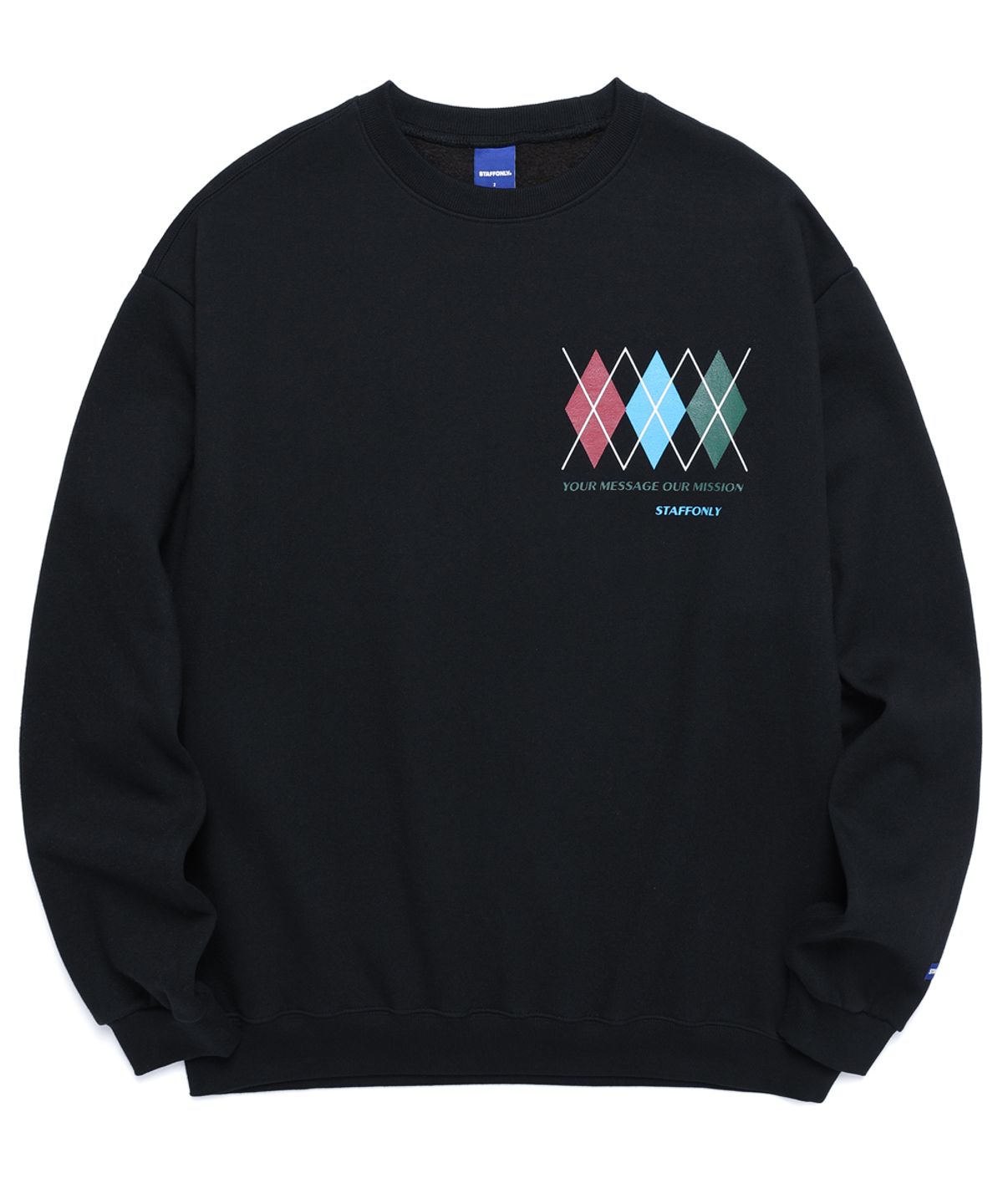 스텝온리(STAFFONLY) SMALL ARGYLE SWEATSHIRTS (BLACK)