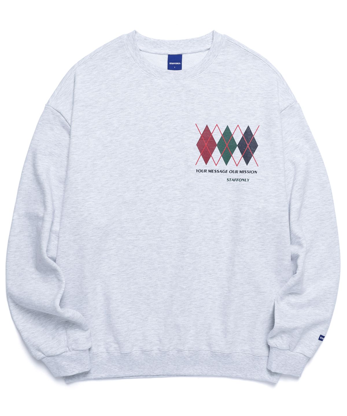 스텝온리(STAFFONLY) SMALL ARGYLE SWEATSHIRTS (MELANGE WHITE)