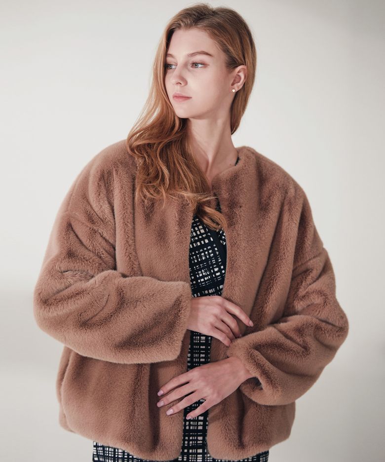 Soft Fake Fur Single Jacket
