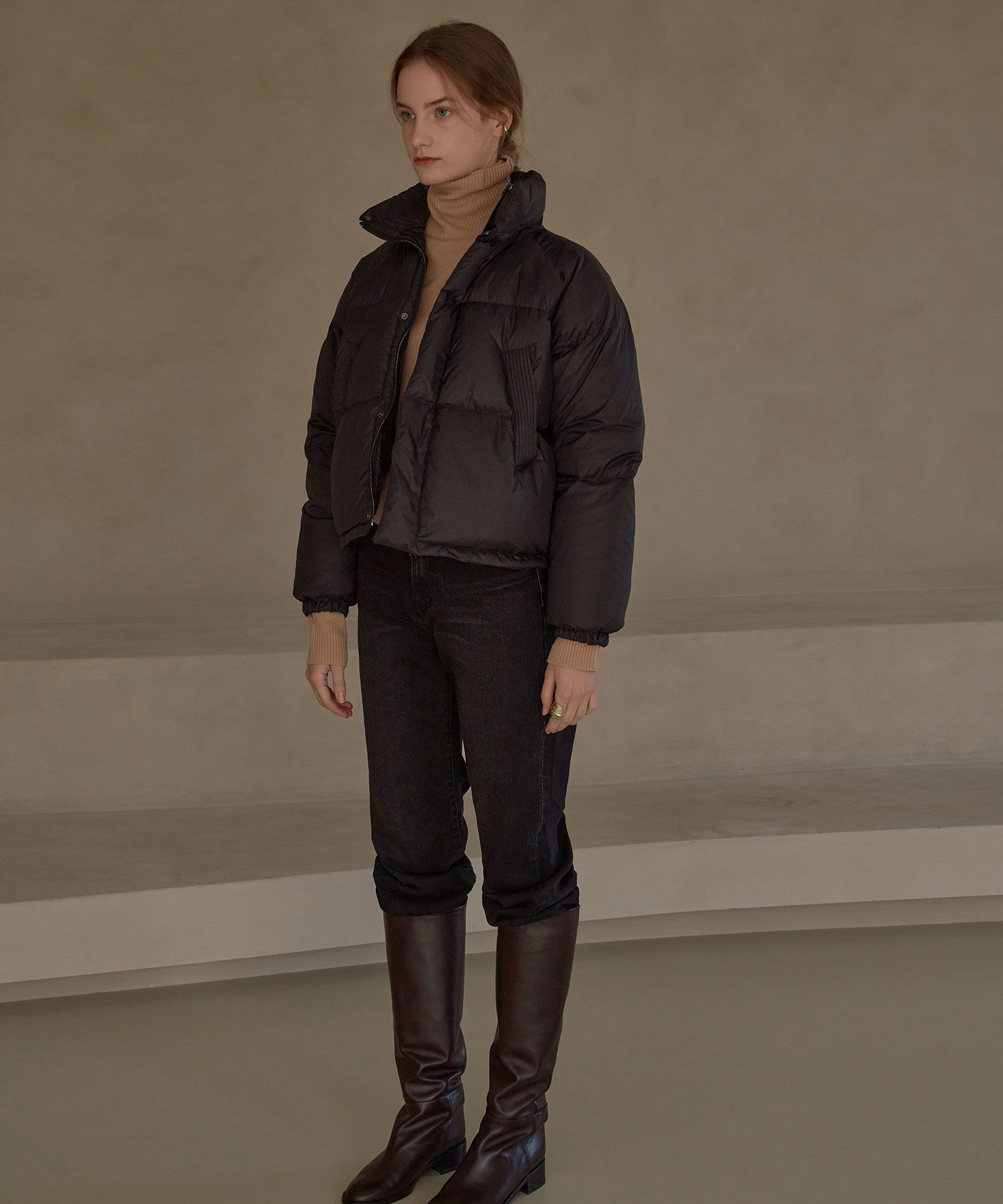 MUSINSA | SIYAZU SIOT4010 Duck Down Crop PD_Black