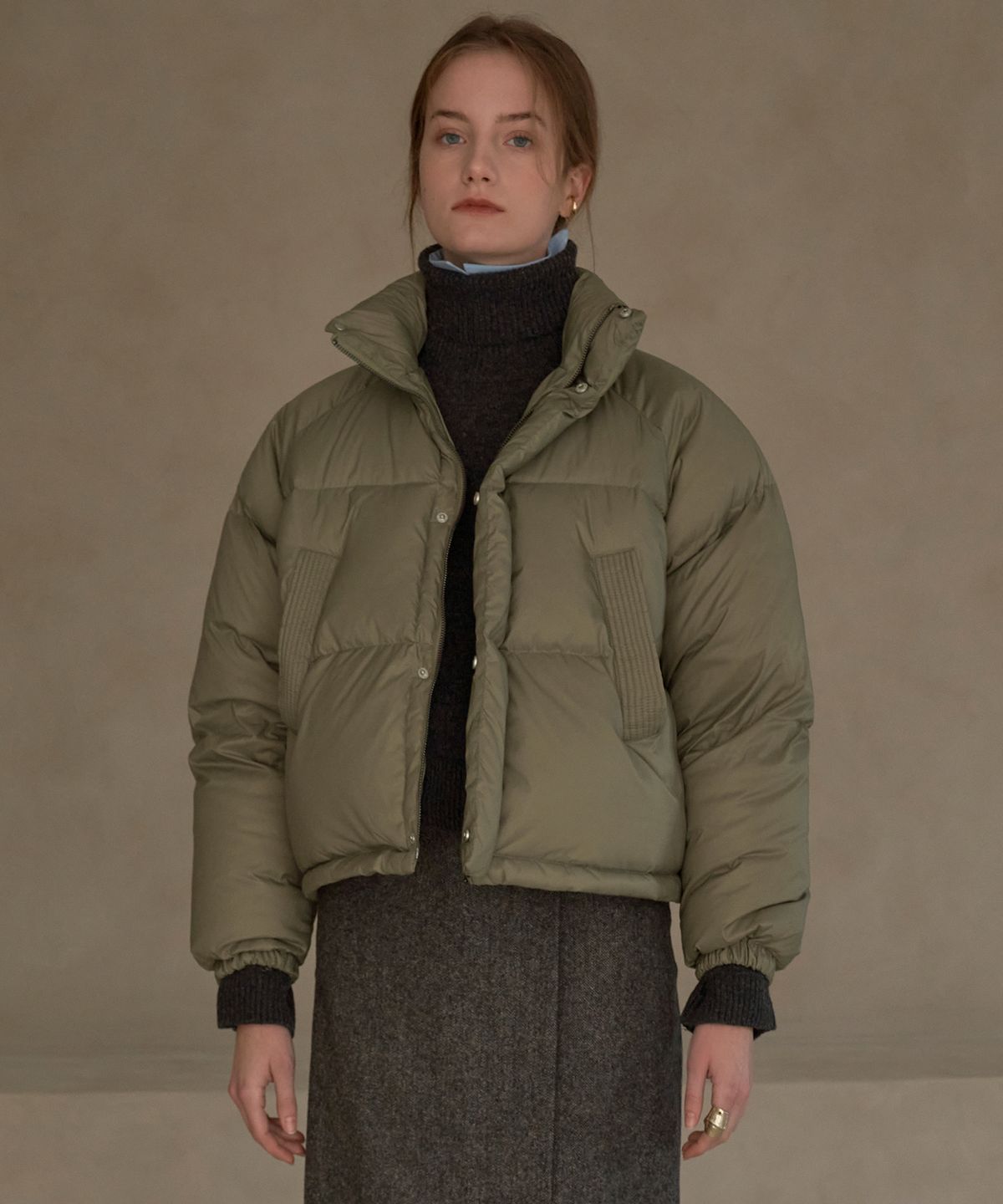 시야쥬(SIYAZU) SIOT4010 Duck Down Crop PD_Khaki