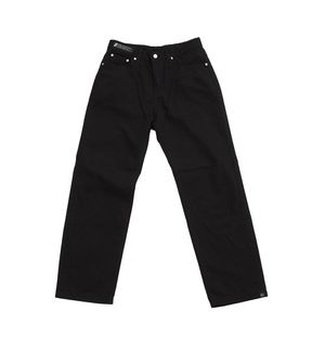 UNISEX MAIN LABEL WIDE COTTON PANTS (Black)