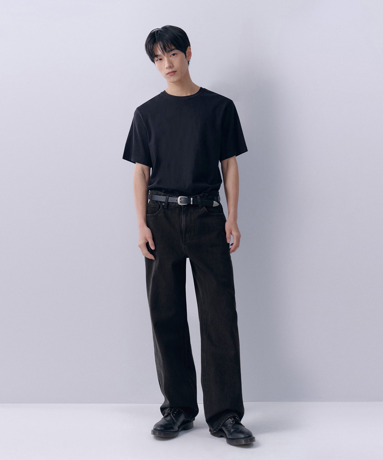 ★MUSINSA STANDARD★ Black wide leg denim pants MMCNP802-BK MUSINSA | MUSINSA STANDARD WIDE DENIM PANTS [WASHED BLACK]