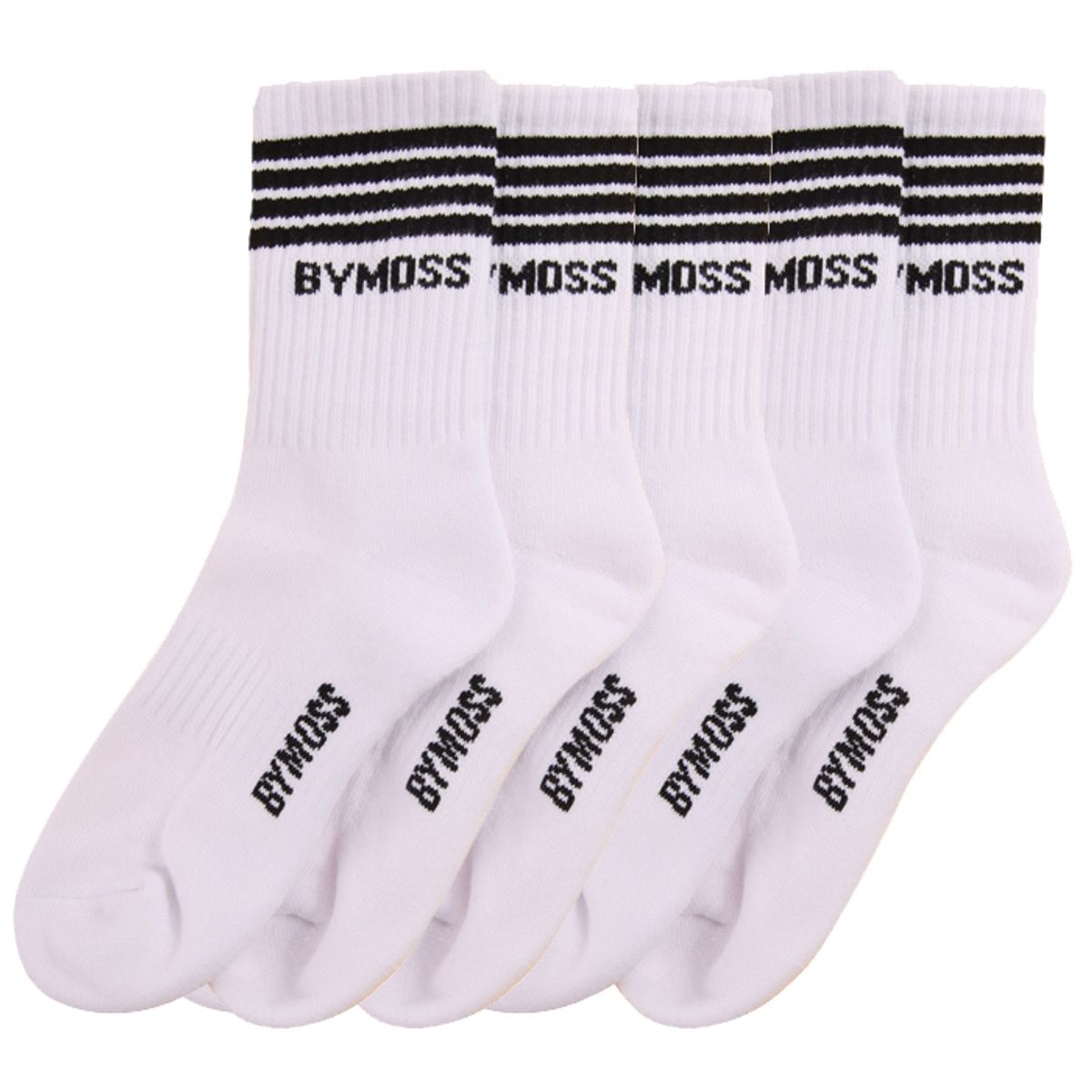 바이모스(BYMOSS) 4라인 화이트 크루삭스(5족세트)