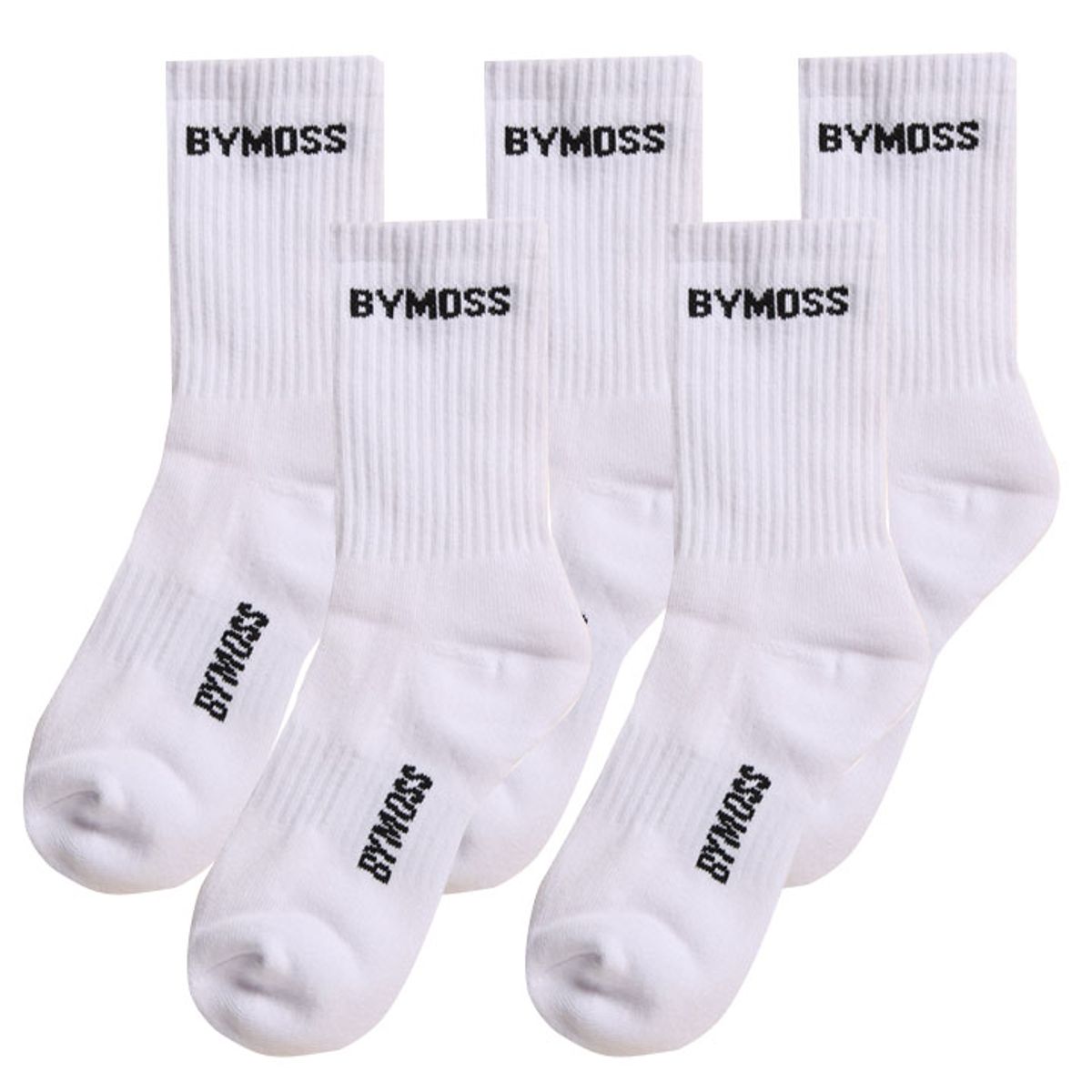 바이모스(BYMOSS) 로고크루삭스 화이트(5족세트)