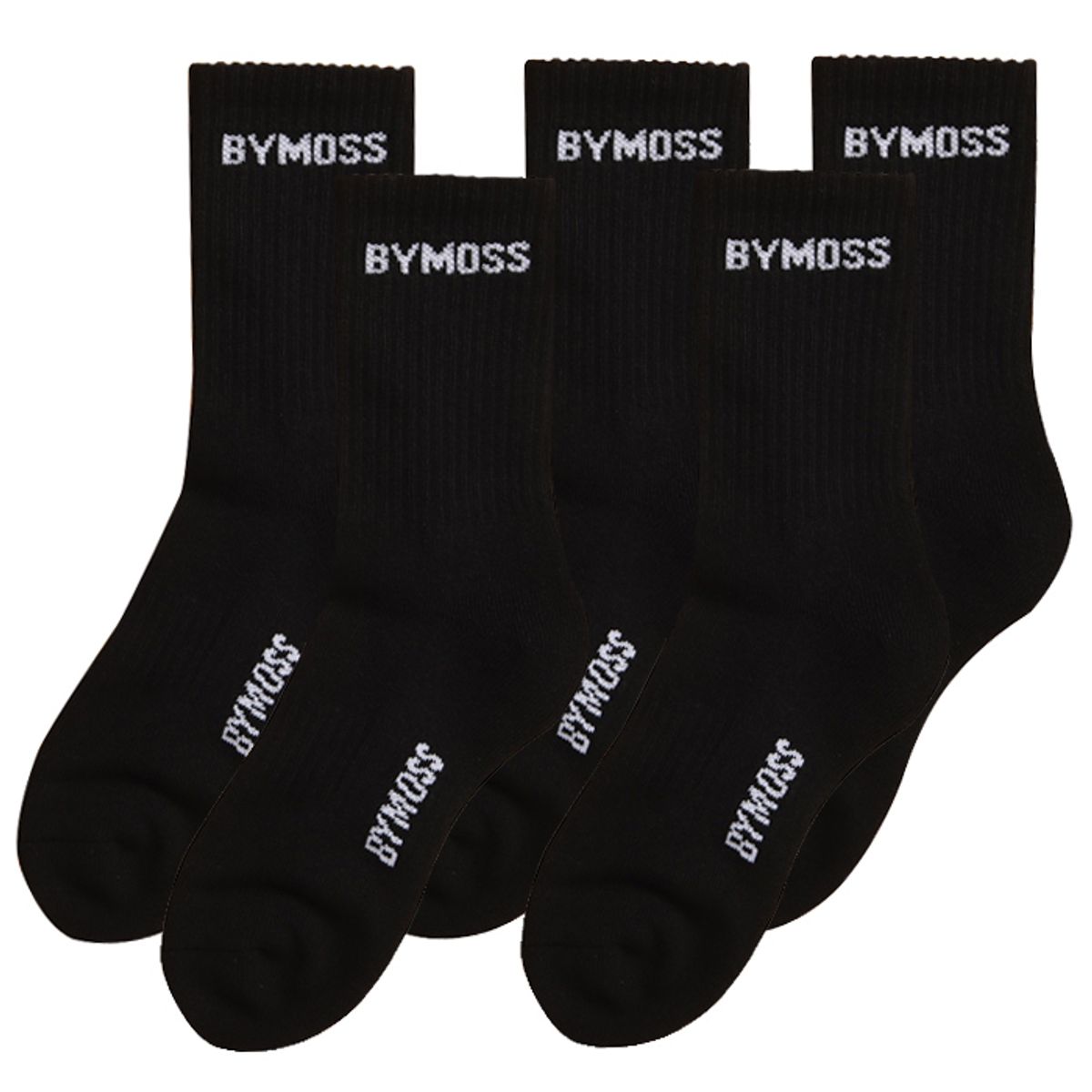 바이모스(BYMOSS) 로고크루삭스 블랙(5족세트)