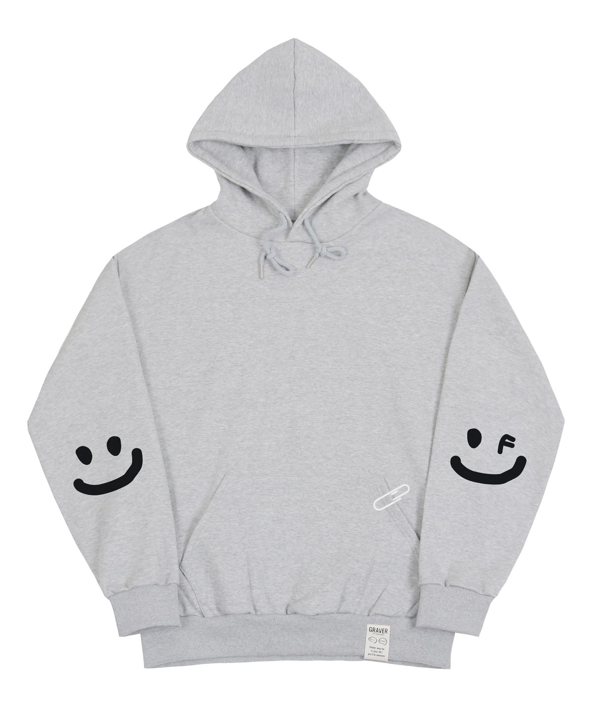 그레이버(GRAVER) [UNISEX]엘보우 스마일드로잉 후드티_그레이