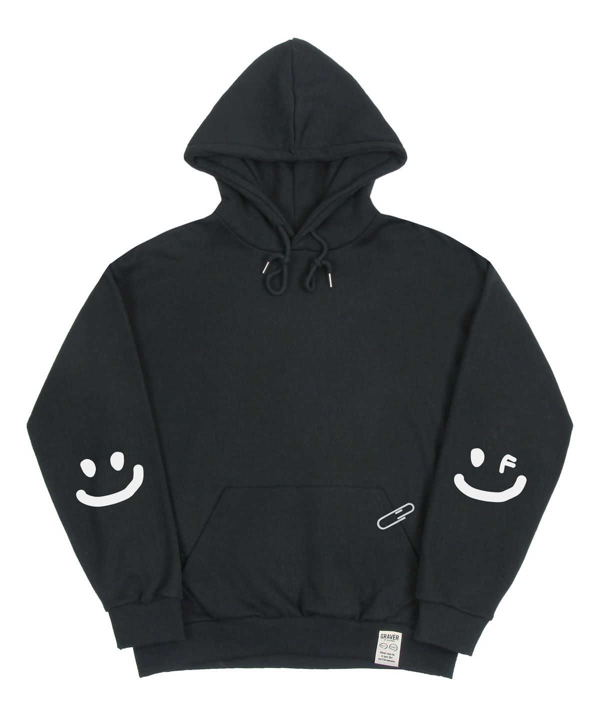 그레이버(GRAVER) [UNISEX]엘보우 스마일드로잉 후드티_차콜