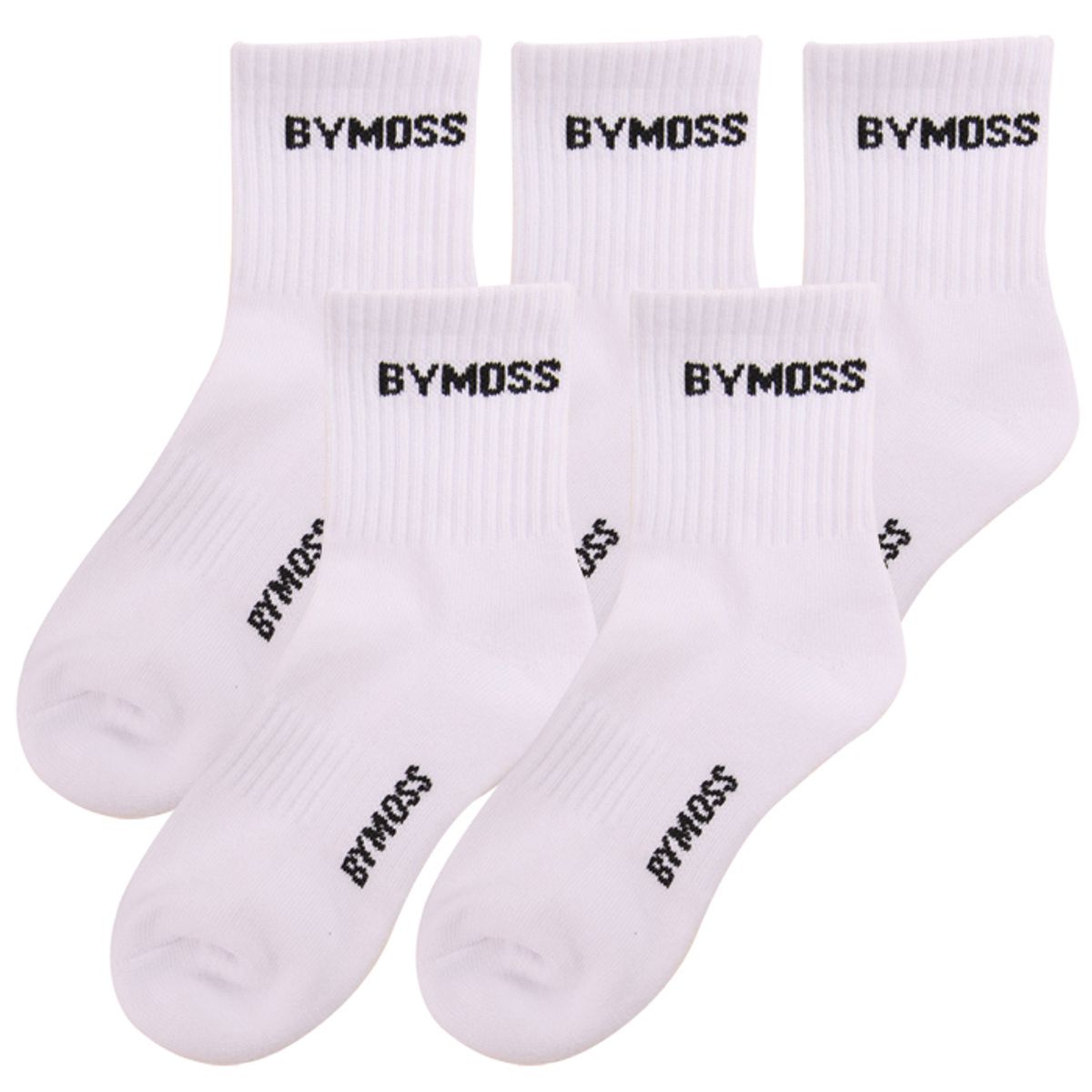 바이모스(BYMOSS) 로고 미들 삭스_화이트(5족세트)