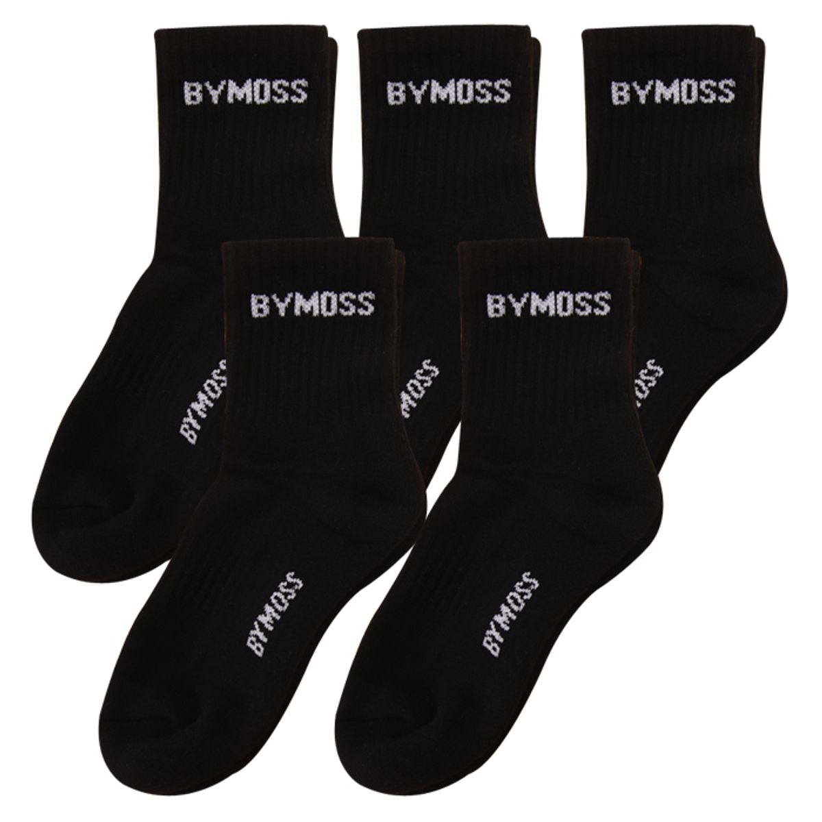 바이모스(BYMOSS) 로고 미들 삭스_블랙(5족세트)
