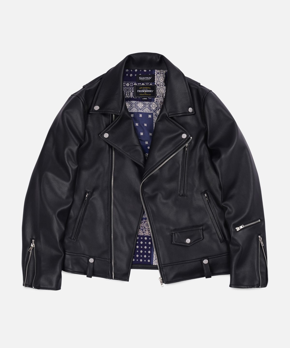 프리즘웍스(FRIZMWORKS) [FWS X SAINTPAIN] BANDANA LINING RIDERS JACKET _ BLUE