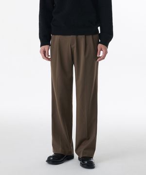 리얼 와이드 히든 밴딩 슬랙스 [브라운]